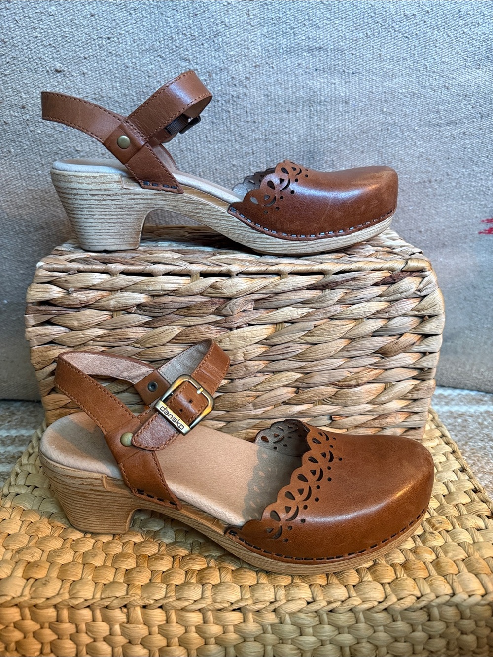Dansko Brown Leather Slingback Clog Heels